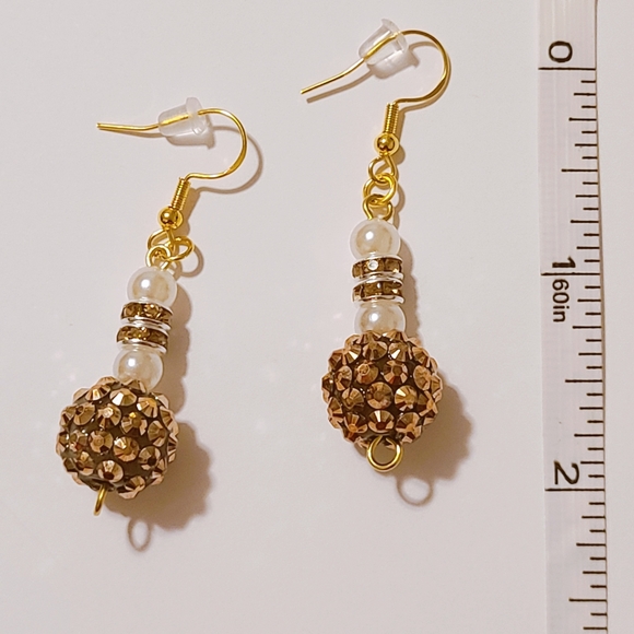 Embellished Chocolate Crystal and Pearl Fashion Earrings - Picture 3 of 3
